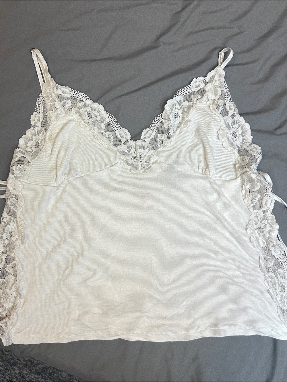 Victoria's Secret White Lace-Trim Camisole Chemise
